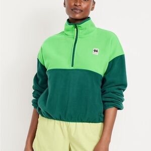 NWT Old Navy Oversized Performance Microfleece Cropped Half Zip